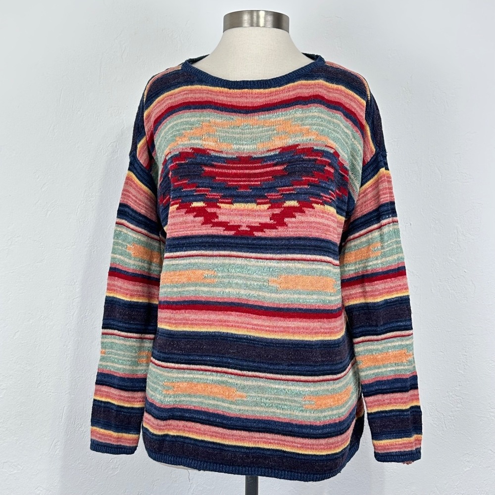 Polo Ralph Lauren Women Southwestern Aztec Oversized Knit Sweater Sz Medium Boxy